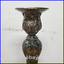 WM Rogers & Son Victorian Rose Candlestick Holder Set Silver Plate Vintage