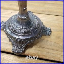 WM Rogers & Son Victorian Rose Candlestick Holder Set Silver Plate Vintage
