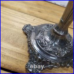 WM Rogers & Son Victorian Rose Candlestick Holder Set Silver Plate Vintage