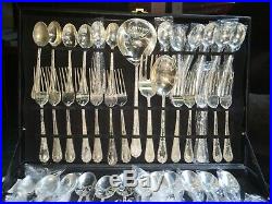 WM Rogers & Son Vintage Set Silverware Silver Plated Enchanted Rose 63 Pieces