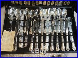 WM Rogers & Son Vintage Set Silverware Silver Plated Enchanted Rose 63 Pieces