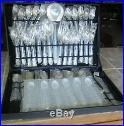 WM Rogers & Sons 63 Pc Enchanted Rose Collection Silver Plated Flatware Unused