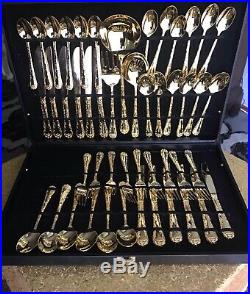 WM Rogers & Sons Gold Plated Flatware Serving Partial Set 48pc