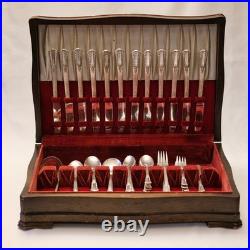 WM Rogers Treasure 84-Piece Silverplate Overlaid Flatware with Original Wood Case