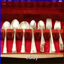WM Rogers Treasure 84-Piece Silverplate Overlaid Flatware with Original Wood Case