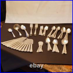 WM Rogers Treasure 84-Piece Silverplate Overlaid Flatware with Original Wood Case