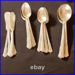 WM Rogers Treasure 84-Piece Silverplate Overlaid Flatware with Original Wood Case