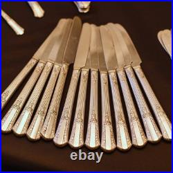 WM Rogers Treasure 84-Piece Silverplate Overlaid Flatware with Original Wood Case