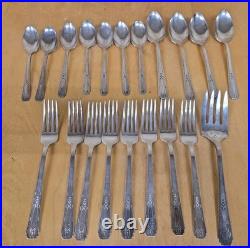 WM Rogers Tudor Plate Oneida Community Friendship/Medality Spoon Fork Flatware