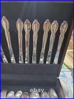 WM Rogers Victorian Rose Silver Plate Flatware Set 73-pieces Vintage