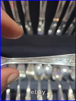 WM Rogers Victorian Rose Silver Plate Flatware Set 73-pieces Vintage