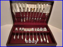 WM Rogers and Son 52pc Silverplate Flatware Set Adoration Pattern In Box