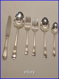 WM Rogers and Son 52pc Silverplate Flatware Set Adoration Pattern In Box