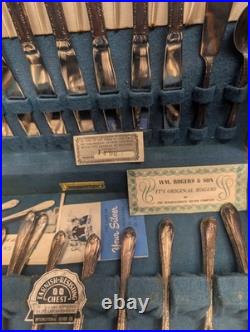 WM Rogers and Son 53pc Silverplate Flatware Set Exquisite Pattern Antique