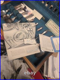 WM Rogers and Son 53pc Silverplate Flatware Set Exquisite Pattern Antique