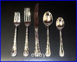 WM Rogers and Son Enchanted Rose Flatware Silver Plated Set with Case 42 pcs