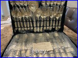 WM Rogers and Son Gold Plated Flatware Silverware Full Set 12 place w Case NEW