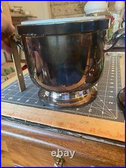 W. M. A. Rogers Silver Plate Ice Bucket With Handles and Glass Inner Liner