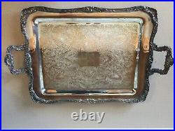 W. M. Rogers Mfg Sterling Silver Plate Serving Platter and Tea \ Coffee Set