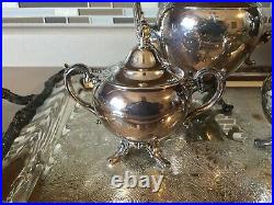 W. M. Rogers Mfg Sterling Silver Plate Serving Platter and Tea \ Coffee Set