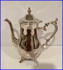 W. M. Rogers Silverplate Coffee & Tea Set with Tray 4 Pc Ornate Serving Set