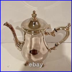 W. M. Rogers Silverplate Coffee & Tea Set with Tray 4 Pc Ornate Serving Set