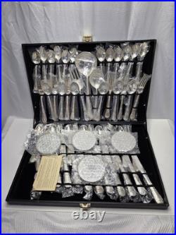 W. M. Rogers & Son ENCHANTED ROSE silverplated flatware/silverware- 63pcs W. M. Rogers & Son ENCHANTED ROSE silverplated flatware/silverware- 63pcs