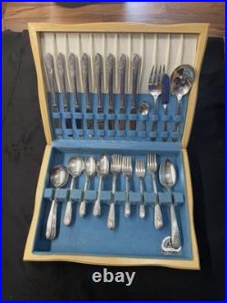 William Rogers International Silver Plated Formal Flatware + Box 53 Pieces