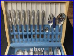 William Rogers International Silver Plated Formal Flatware + Box 53 Pieces