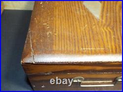 Wm A Rogers 1881 Carlton Pattern Silverplate Wooden Silverware Case Box 25 piece