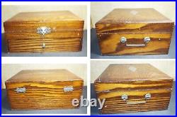 Wm A Rogers 1881 Carlton Pattern Silverplate Wooden Silverware Case Box 25 piece
