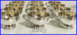 Wm A Rogers Antique Silver Plate 1895 Victorian Punch Bowl & 12 Gilt Cups