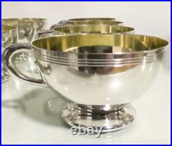 Wm A Rogers Antique Silver Plate 1895 Victorian Punch Bowl & 12 Gilt Cups