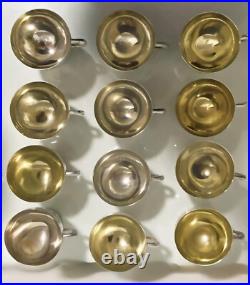 Wm A Rogers Antique Silver Plate 1895 Victorian Punch Bowl & 12 Gilt Cups