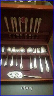 Wm A Rogers Imperial 1939 Silver-plate Flatware Set 53pc withcase Free Shipping