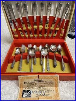 Wm A Rogers Oneida HARMONY Silverplate 1938 60+ Pieces and Box