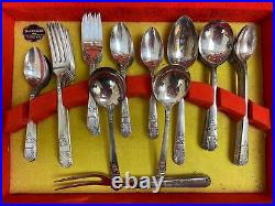 Wm A Rogers Oneida HARMONY Silverplate 1938 60+ Pieces and Box