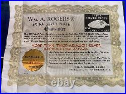 Wm A Rogers Oneida Ltd 1938 52 Piece Set Extra Silver Plate Guarantee Cert