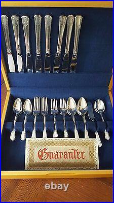 Wm A Rogers TRIPLE Plate Silver 42 Pc PARK LANE 1936 in Oak Box withOrig Guarantee