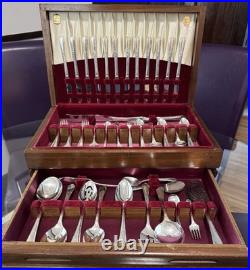 Wm A Rogers Vintage Silver Plate 1936 Meadowbrook 104-Pc Flatware Set For 12