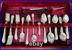 Wm A Rogers Vintage Silver Plate 1936 Meadowbrook 104-Pc Flatware Set For 12