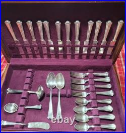 Wm Rogers 1847 Triple Plated Silverware with Box 40 Pieces Ornate Engraved