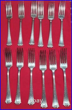 Wm Rogers 1847 Triple Plated Silverware with Box 40 Pieces Ornate Engraved
