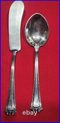 Wm Rogers 1847 Triple Plated Silverware with Box 40 Pieces Ornate Engraved