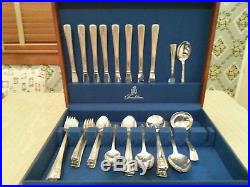 Wm Rogers 1938 LOUISIANE Sectional IS Silver Plate Flatware Set 61pc withcase