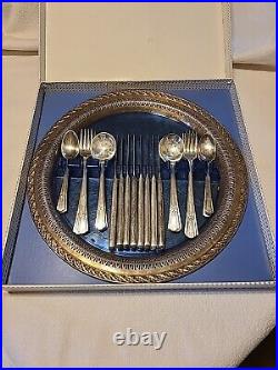 Wm Rogers 1939 Art Deco Silver Plate Flatware with Unique Serving Tray