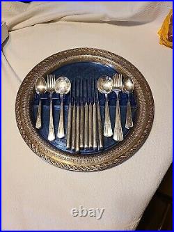 Wm Rogers 1939 Art Deco Silver Plate Flatware with Unique Serving Tray