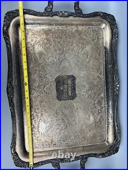 Wm Rogers 2092 Antique Serve Tray Silver Platter Large 22x16Handles Silverware