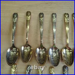 Wm. Rogers 24K Gold & Silver Plate President Commemorative Spoons Lot of 46
