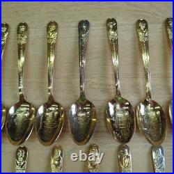 Wm. Rogers 24K Gold & Silver Plate President Commemorative Spoons Lot of 46